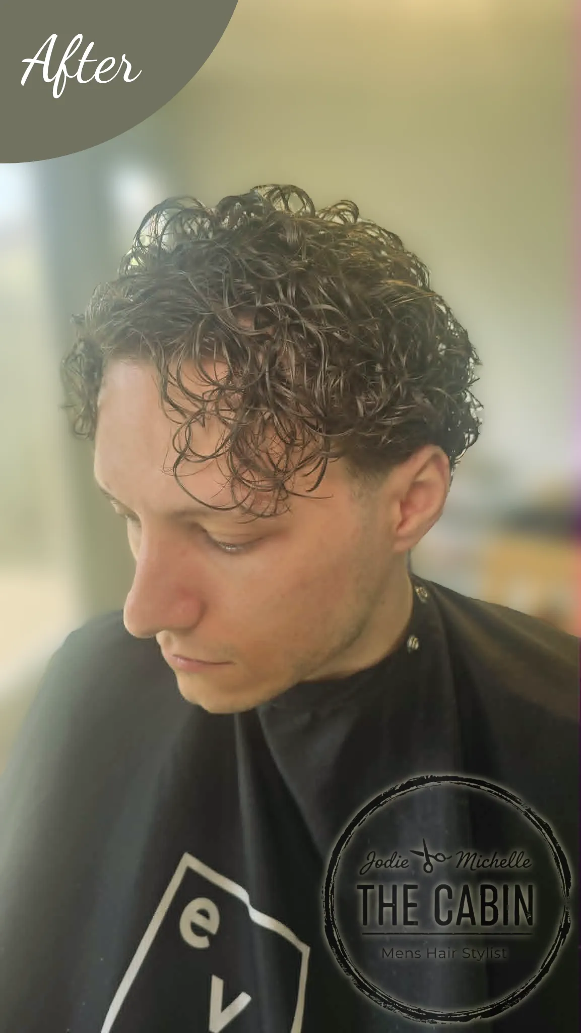 Men's curly perm with fade